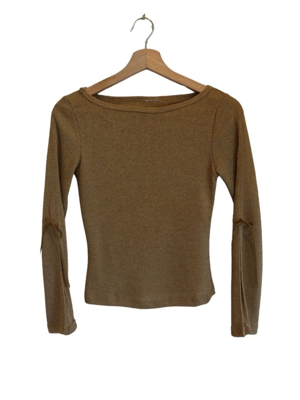 Vintage Light Brown Knit Quarter Sleeve Top